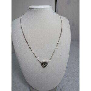 VINTAGE STERLING SILVER HEART SLIDER Choker NECKLACE Marcasite 16" Romantic Y2K